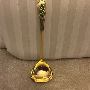 Retroneau Japan 24kt gold electroplated Holly berry holiday lg ladle/punch ladle